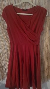 Dark Red Flare Style Dress
